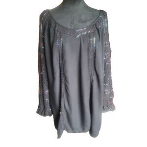 Free People Women's Size Medium Black Boho Top